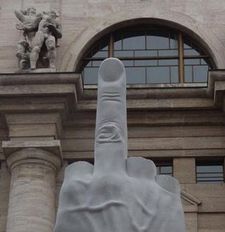 Maurizio Cattelan's L.O.V.E at Milan's stock exchange: "I mean, people are always asking for it."